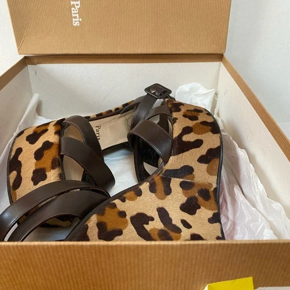 Christian Louboutin Ron Ron Zeppa Leopard Pony Calf Hair Wedge size 40
